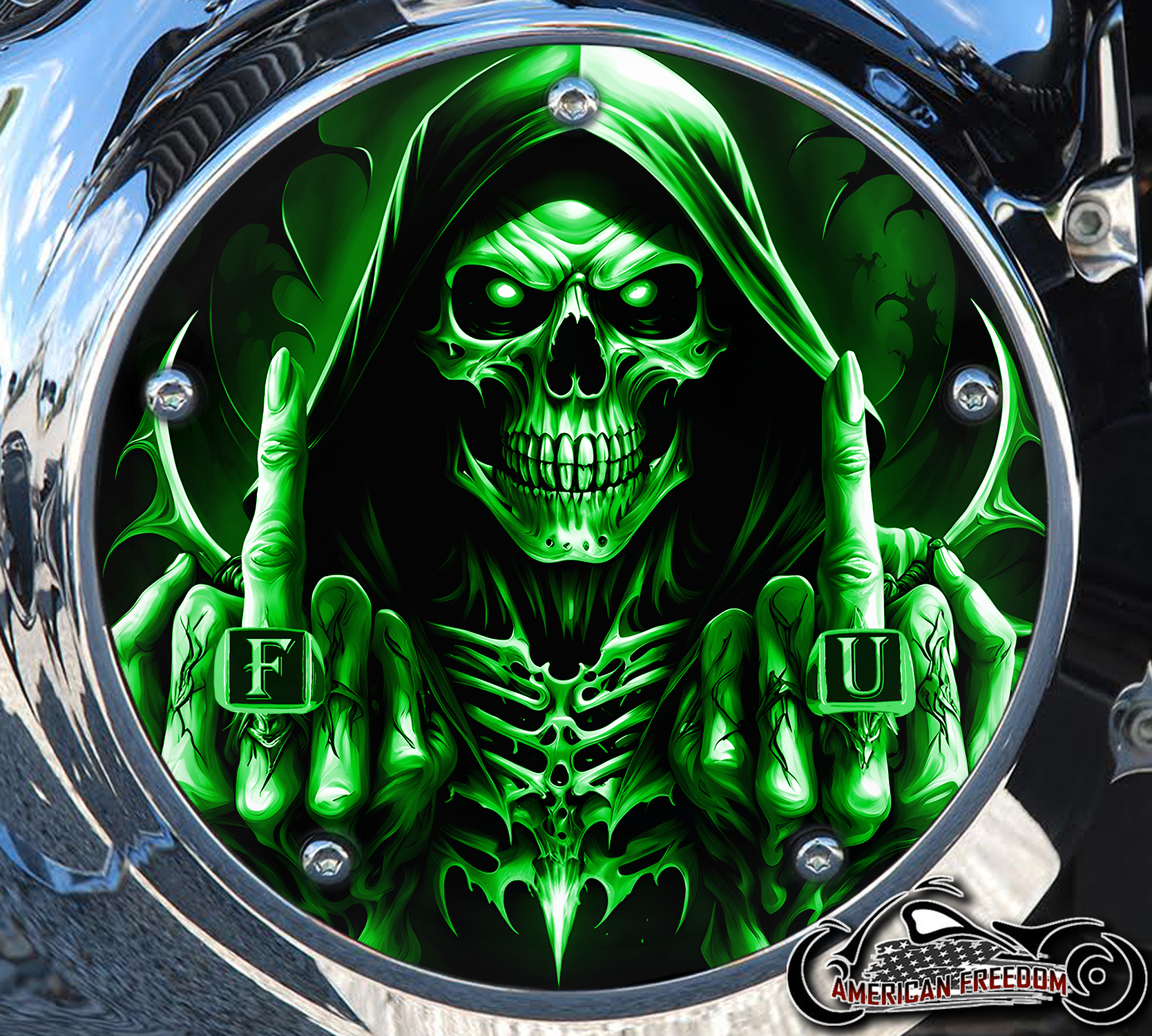 Custom Derby Cover - FU Reaper Green
